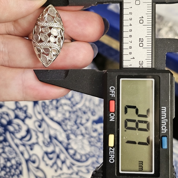 Polki diamond ring size 7.5. Genuine diamond slices. Set in solid sterling silve - Picture 8 of 8